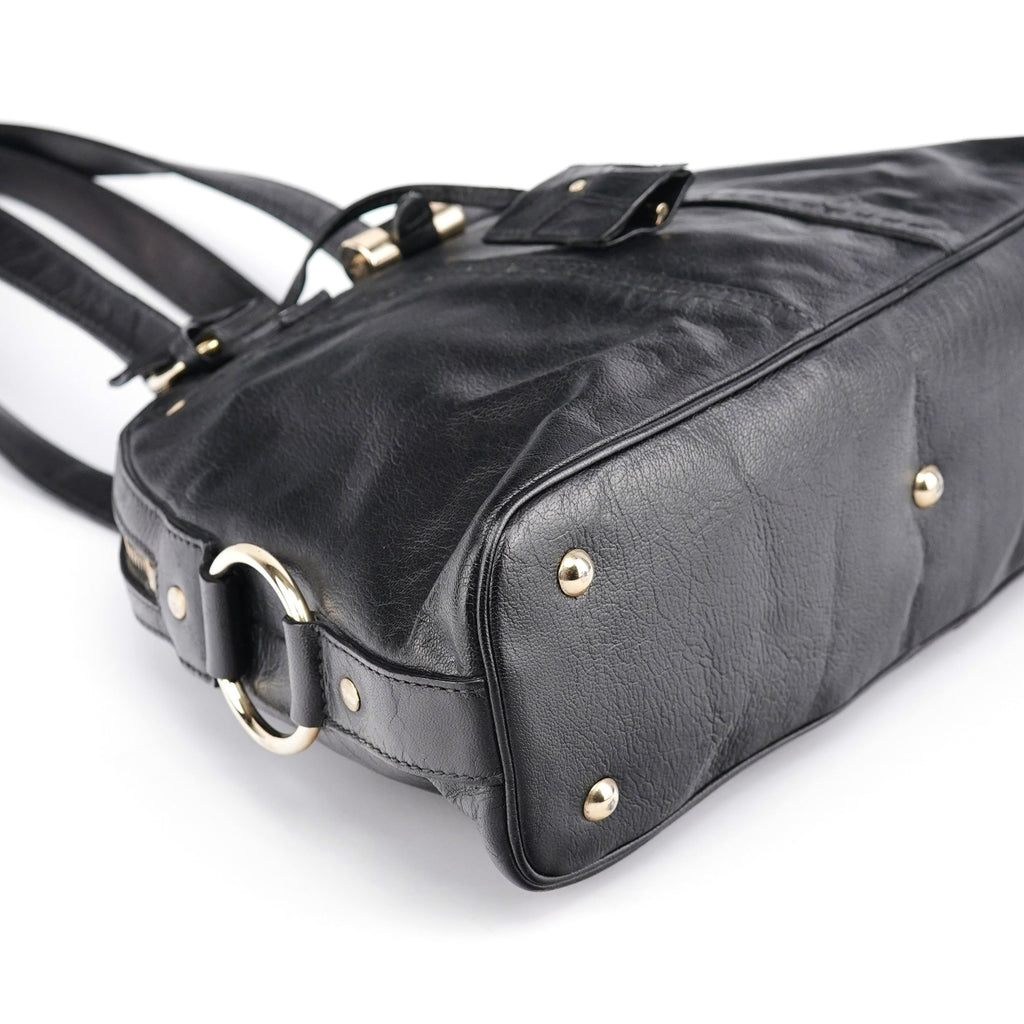 156465 Black Leather Muse Tote Bag