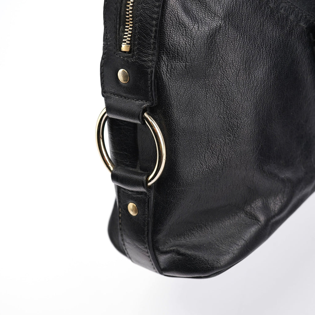 156465 Black Leather Muse Tote Bag