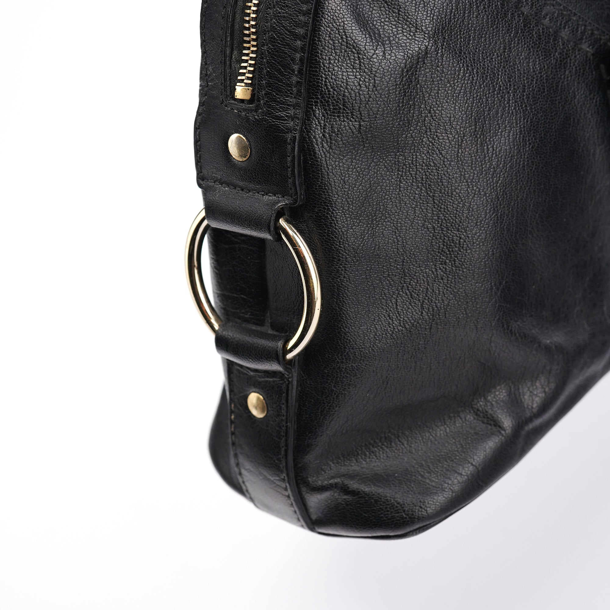 156465 Black Leather Muse Tote Bag