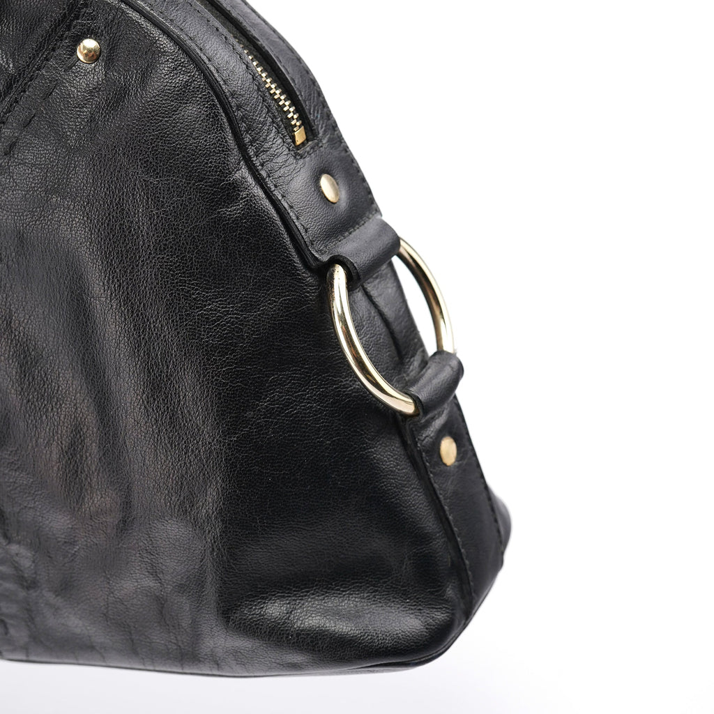 156465 Black Leather Muse Tote Bag