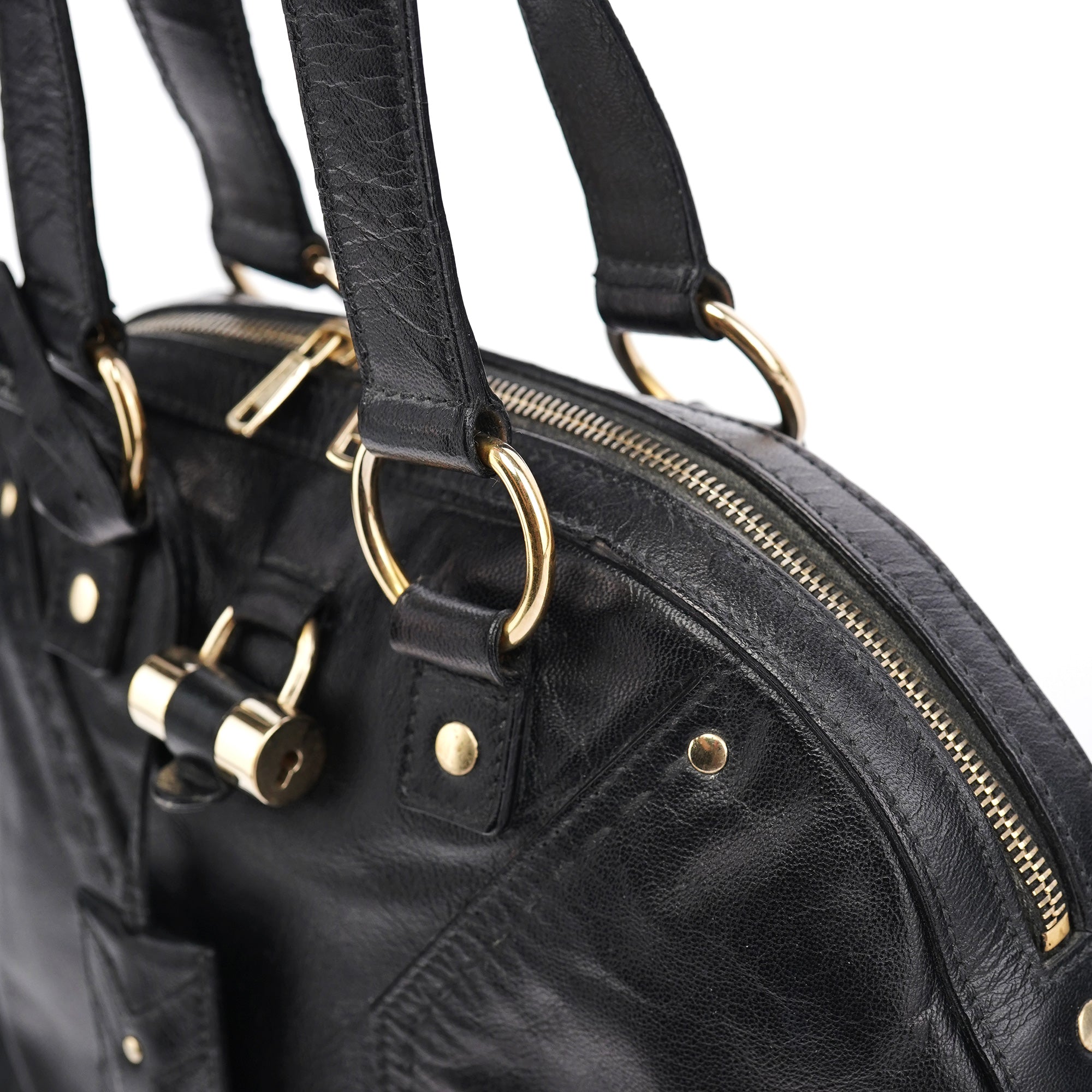 156465 Black Leather Muse Tote Bag