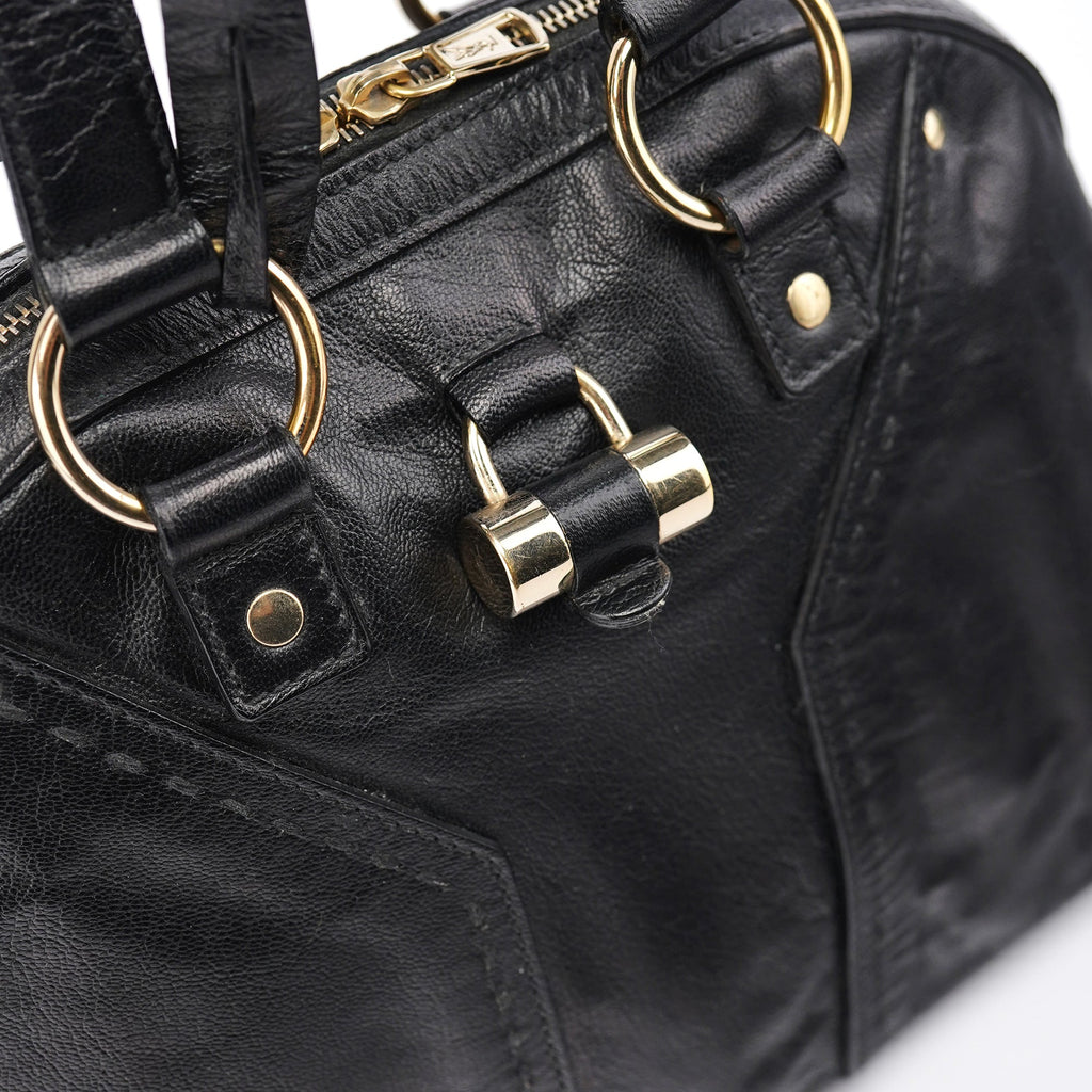 156465 Black Leather Muse Tote Bag