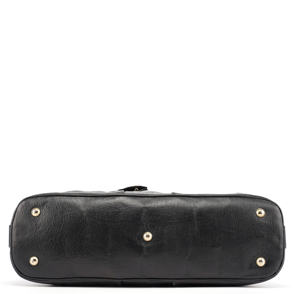 156465 Black Leather Muse Tote Bag