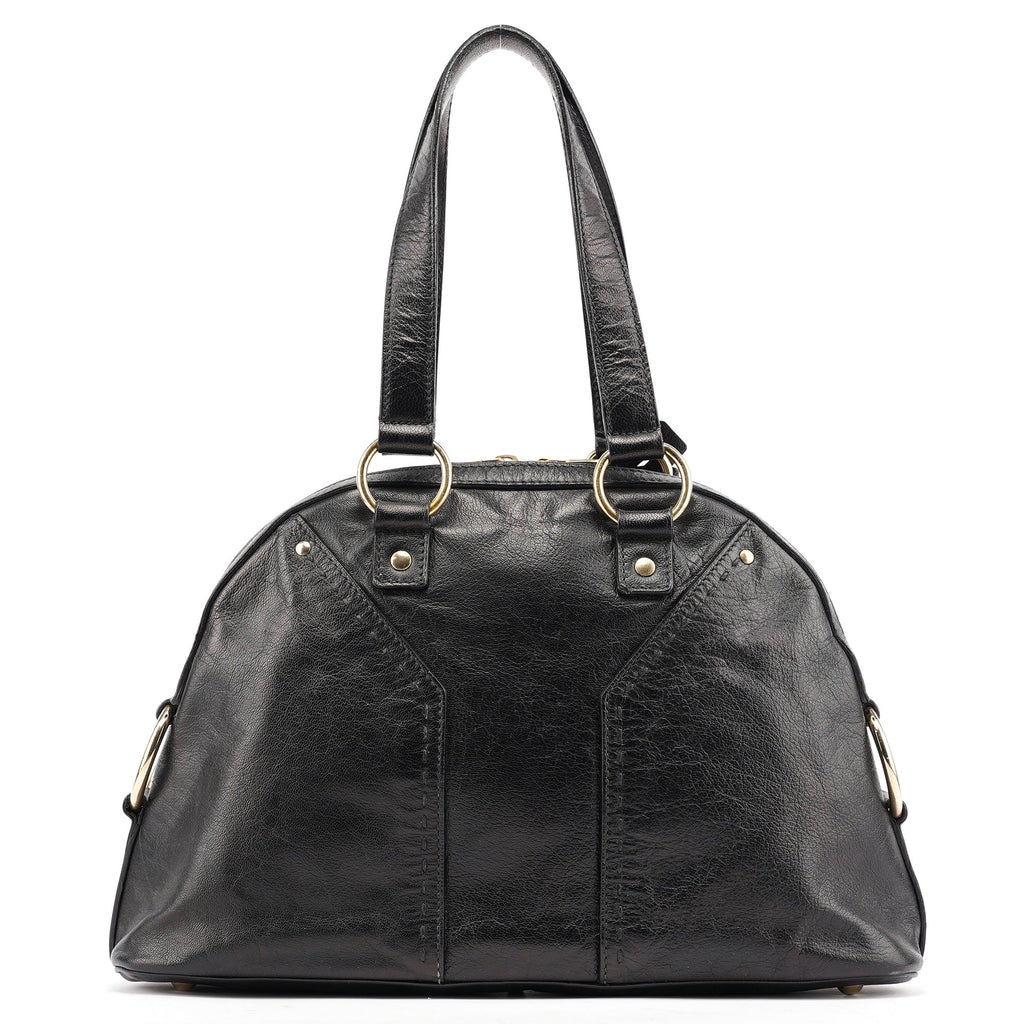 156465 Black Leather Muse Tote Bag