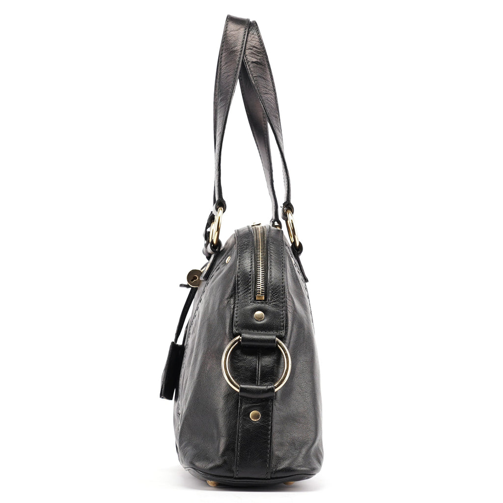 156465 Black Leather Muse Tote Bag