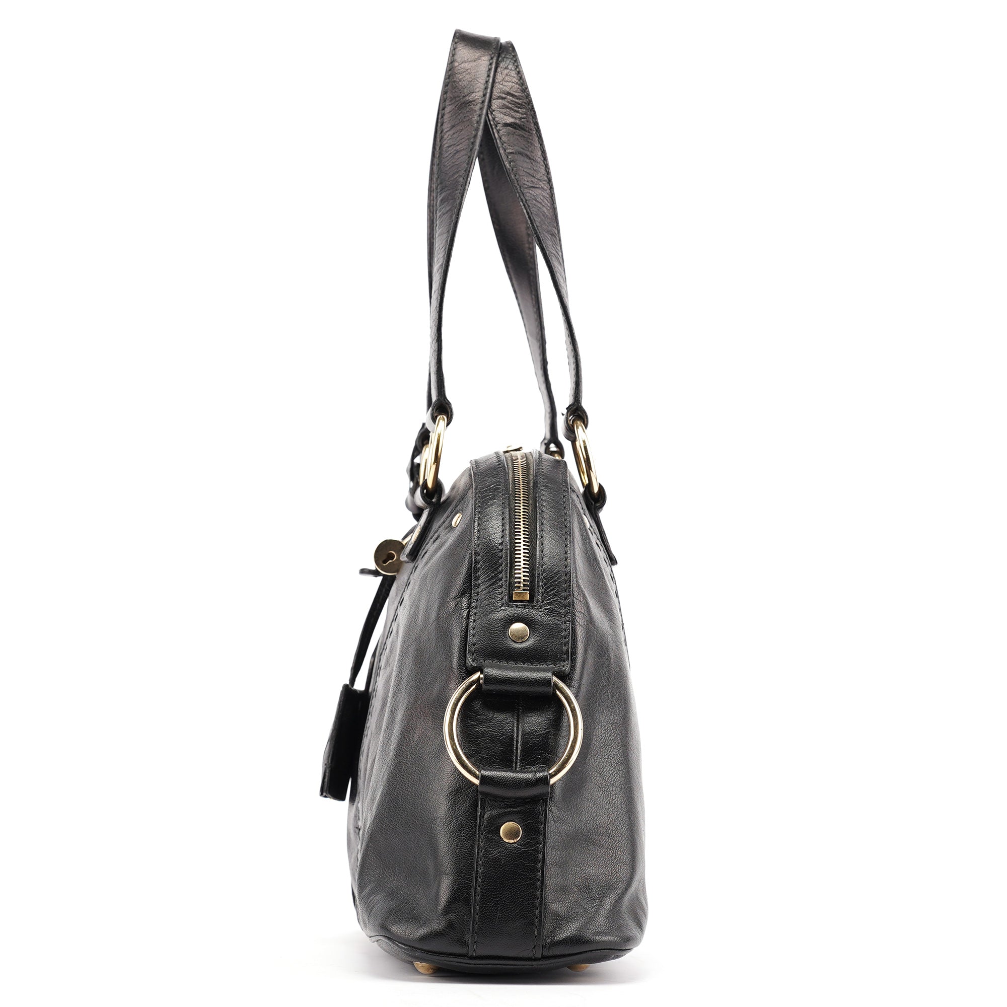 156465 Black Leather Muse Tote Bag