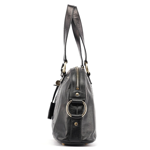 156465 Black Leather Muse Tote Bag