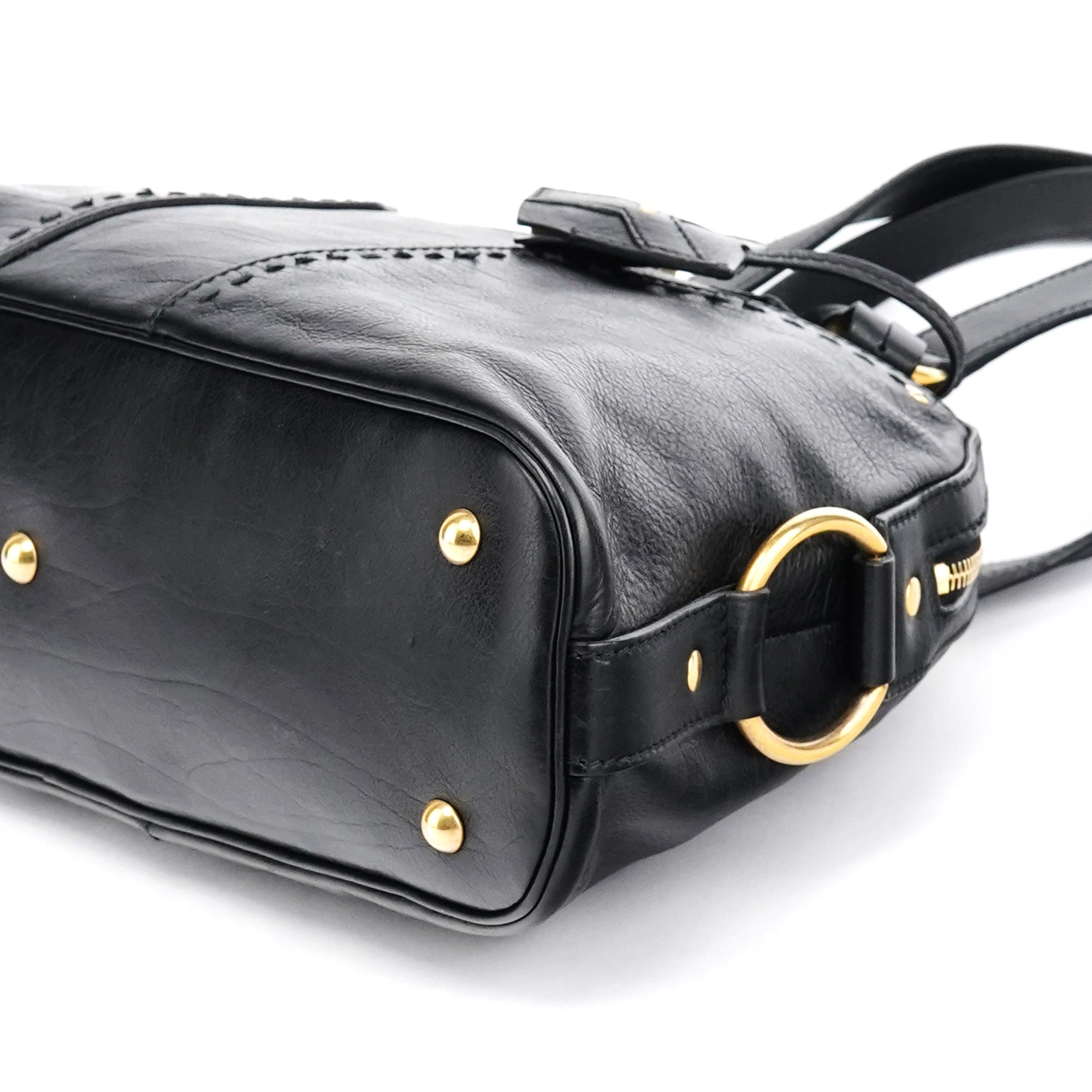 156465 Black Leather Muse Tote Bag
