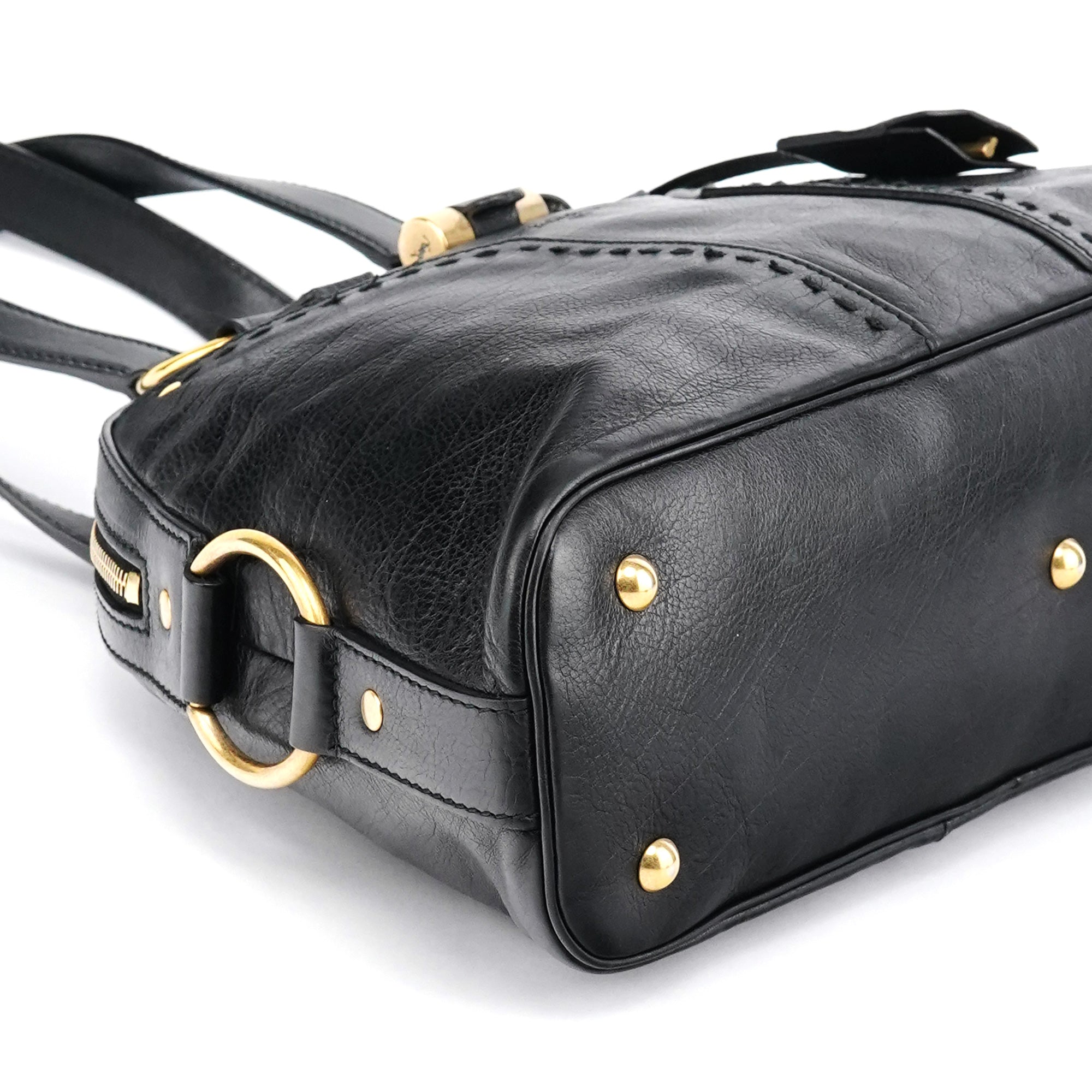 156465 Black Leather Muse Tote Bag