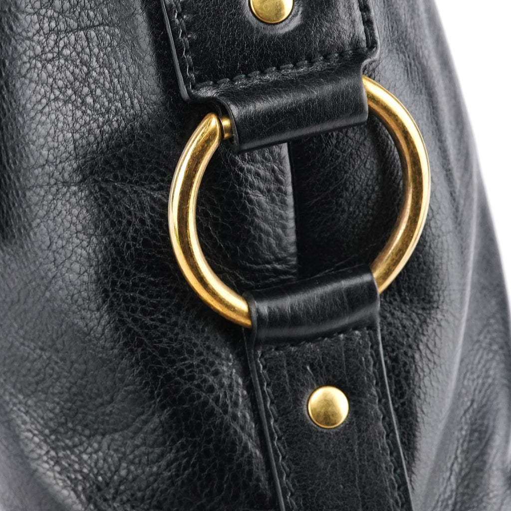 156465 Black Leather Muse Tote Bag
