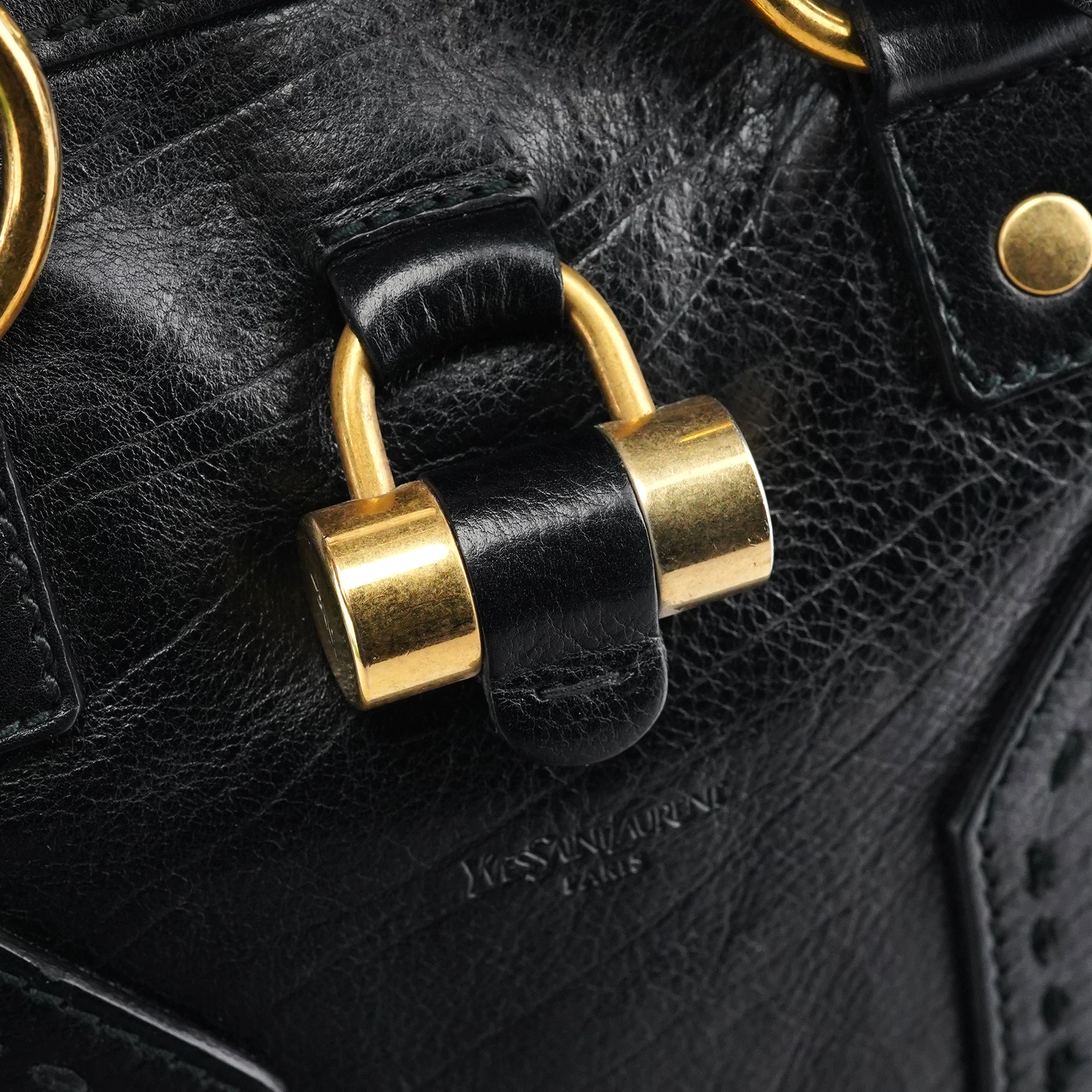 156465 Black Leather Muse Tote Bag