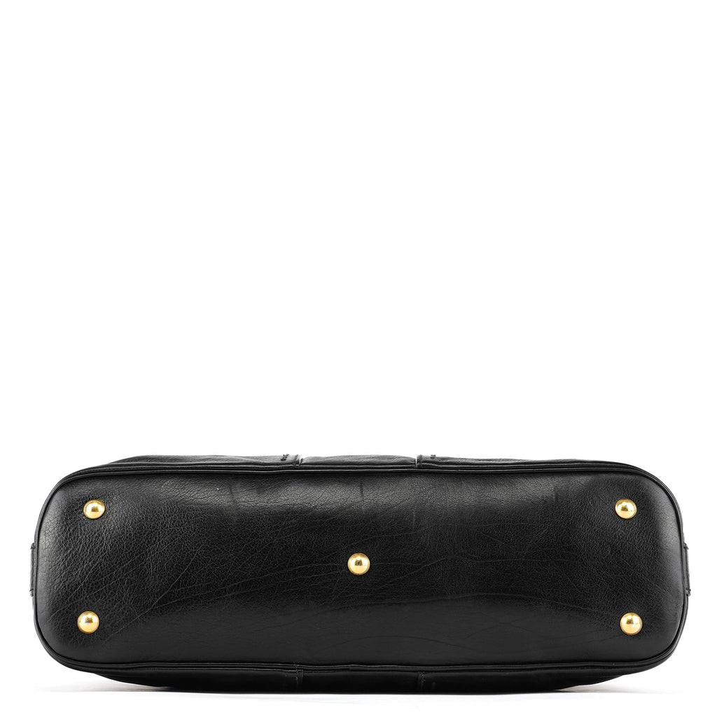 156465 Black Leather Muse Tote Bag