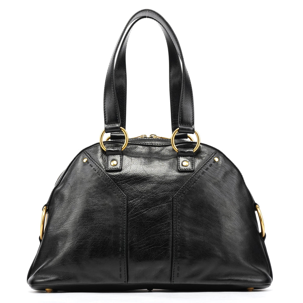 156465 Black Leather Muse Tote Bag