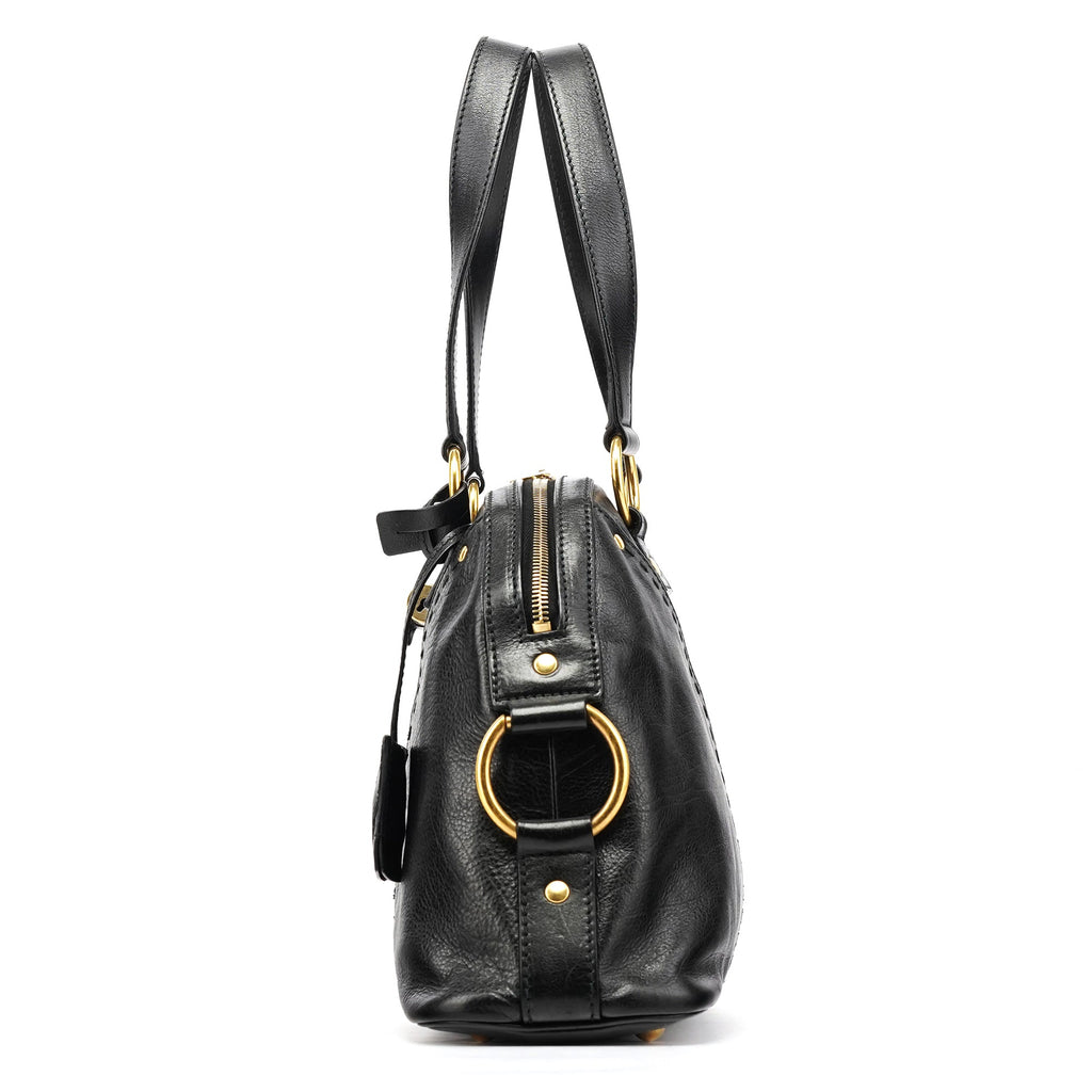 156465 Black Leather Muse Tote Bag