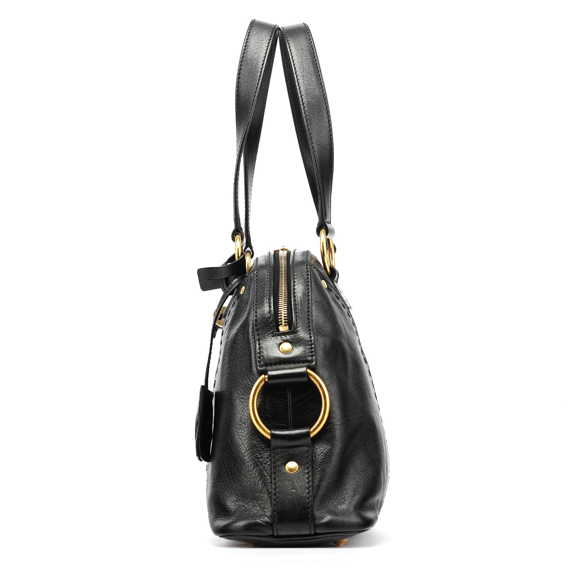 156465 Black Leather Muse Tote Bag