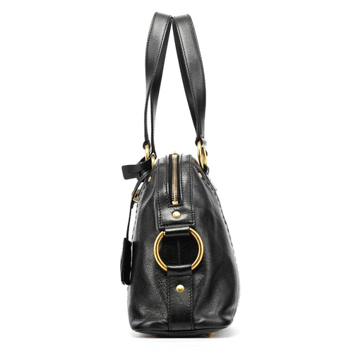 156465 Black Leather Muse Tote Bag