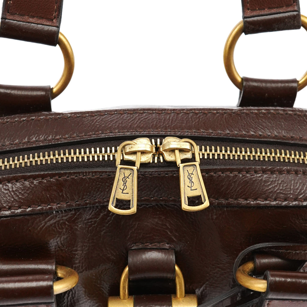 156465 Brown Patent Leather Muse Tote Bag