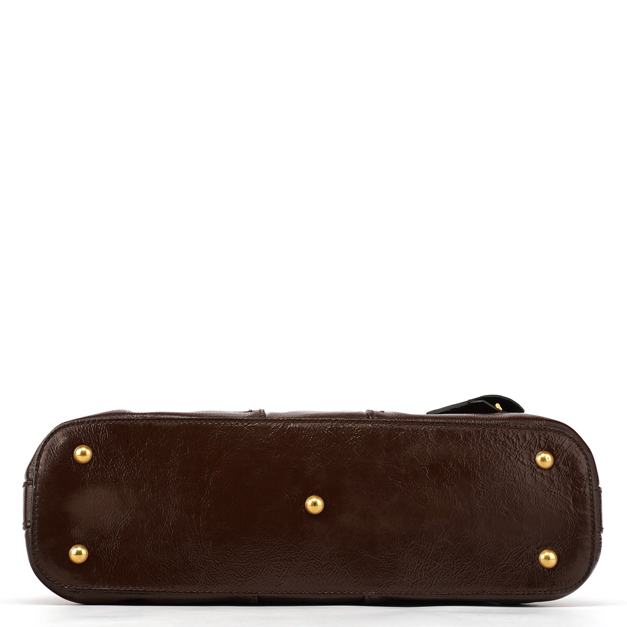 156465 Brown Patent Leather Muse Tote Bag