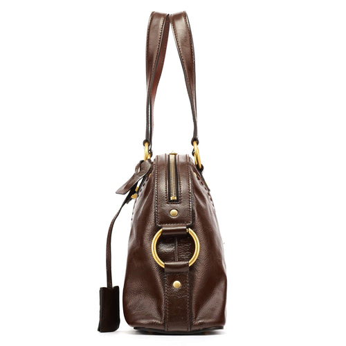 156465 Brown Patent Leather Muse Tote Bag