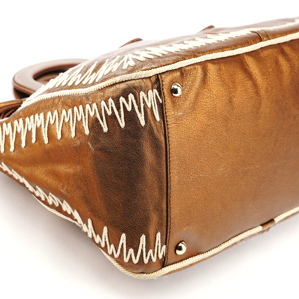 160003 Bronze Stitched Leather Tote Bag
