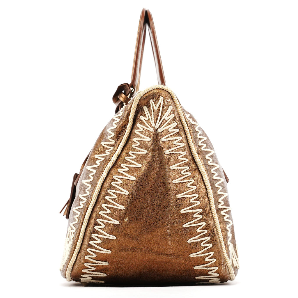 160003 Bronze Stitched Leather Tote Bag