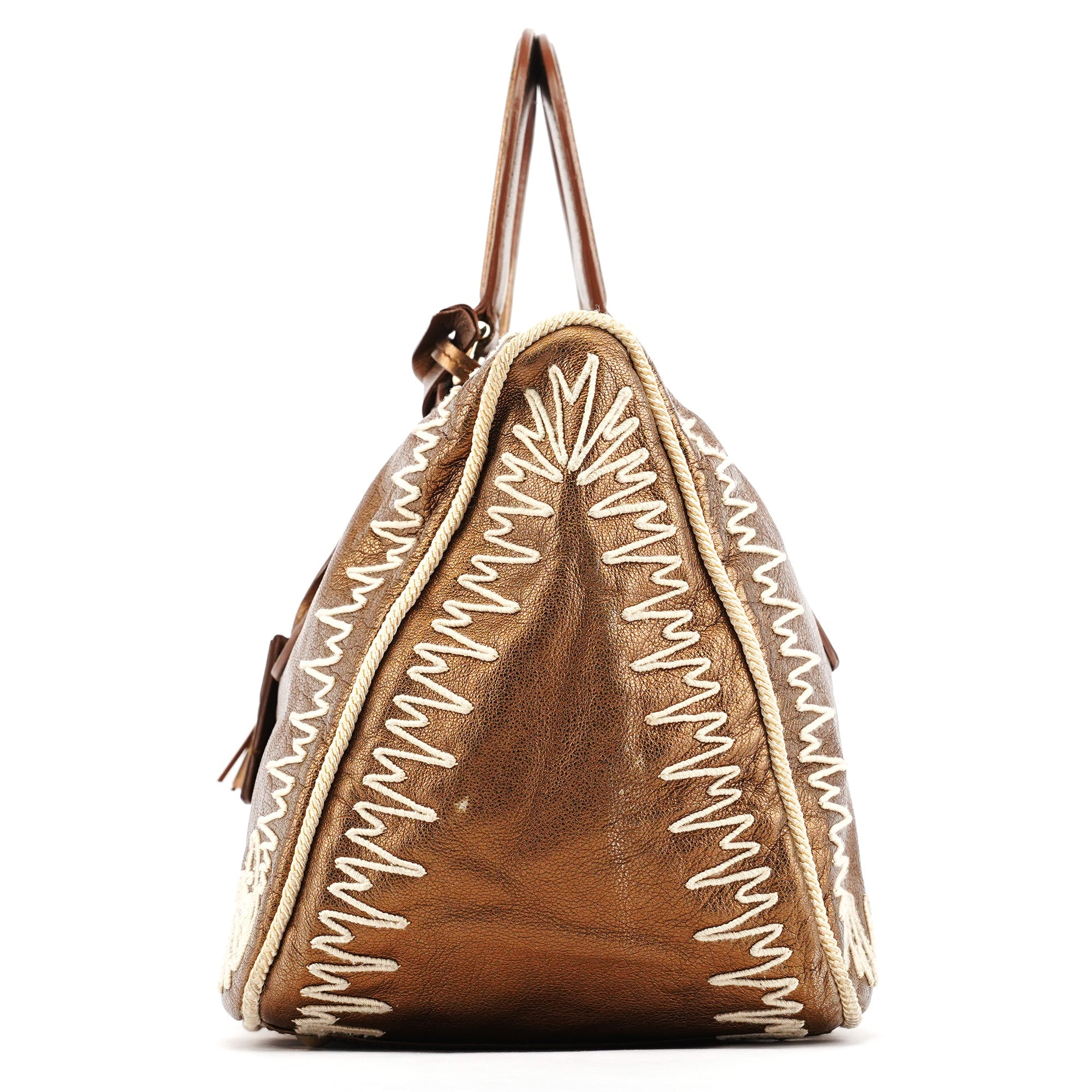 160003 Bronze Stitched Leather Tote Bag
