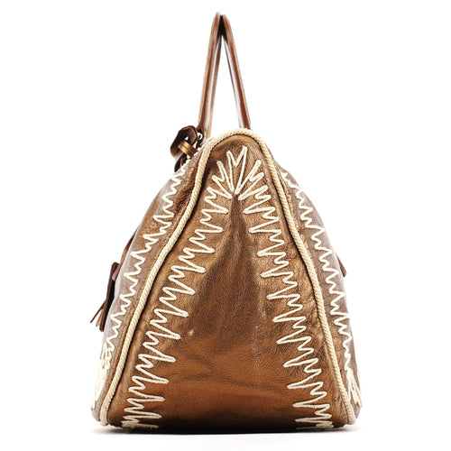 160003 Bronze Stitched Leather Tote Bag