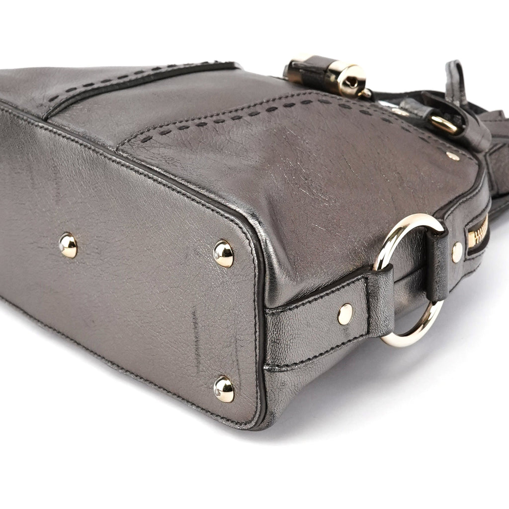 160950 Metallic Leather Muse Tote Bag