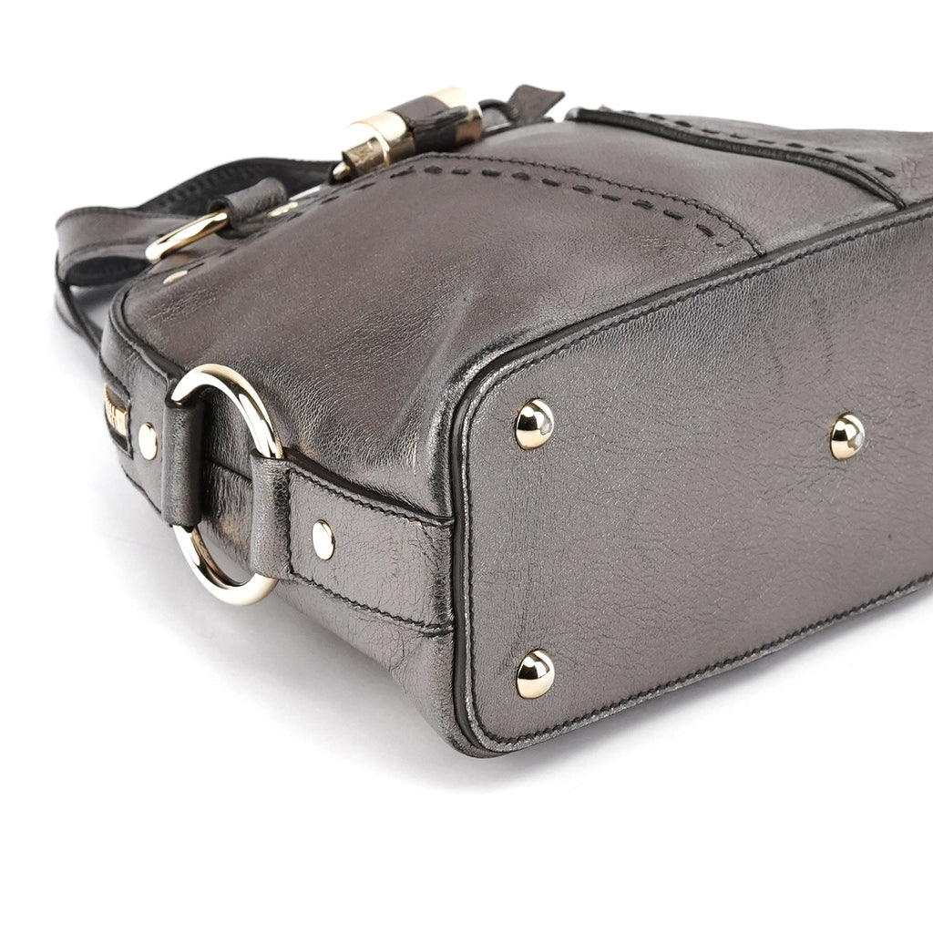 160950 Metallic Leather Muse Tote Bag