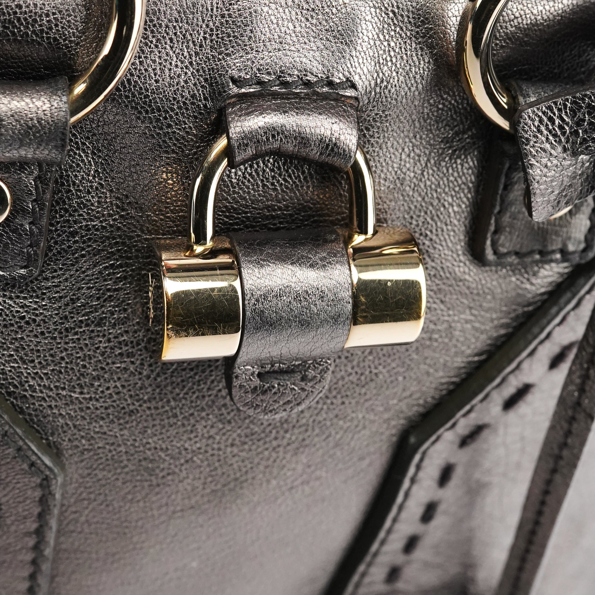 160950 Metallic Leather Muse Tote Bag