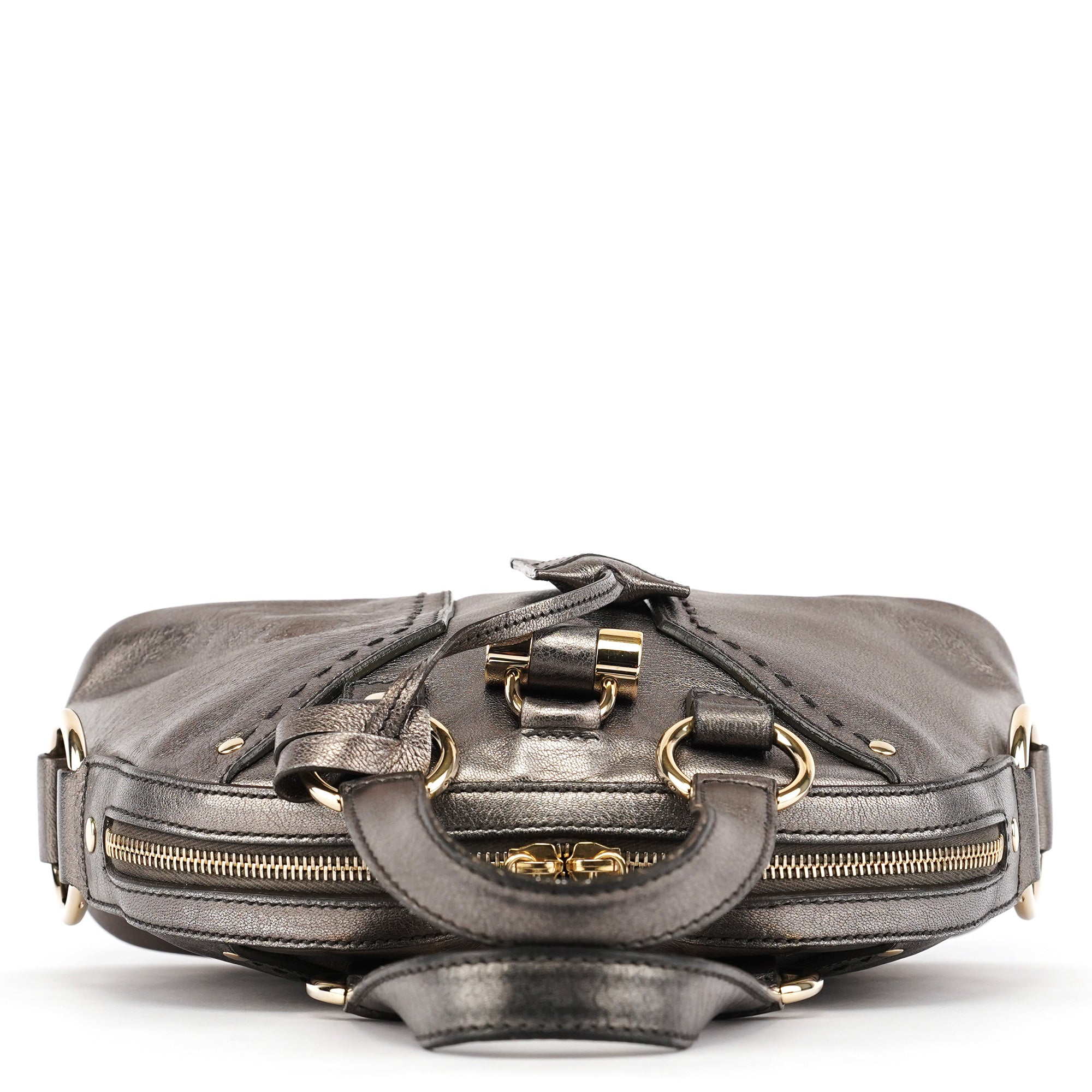 160950 Metallic Leather Muse Tote Bag