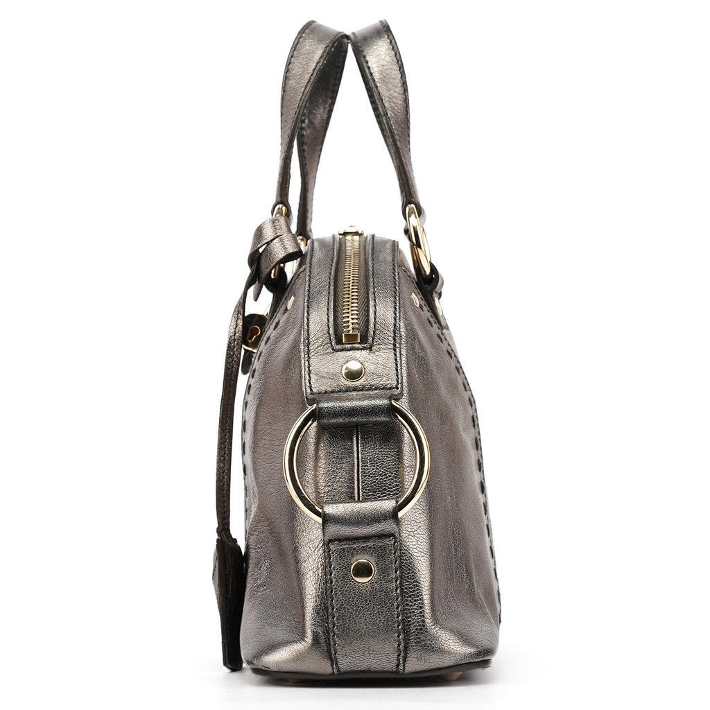160950 Metallic Leather Muse Tote Bag