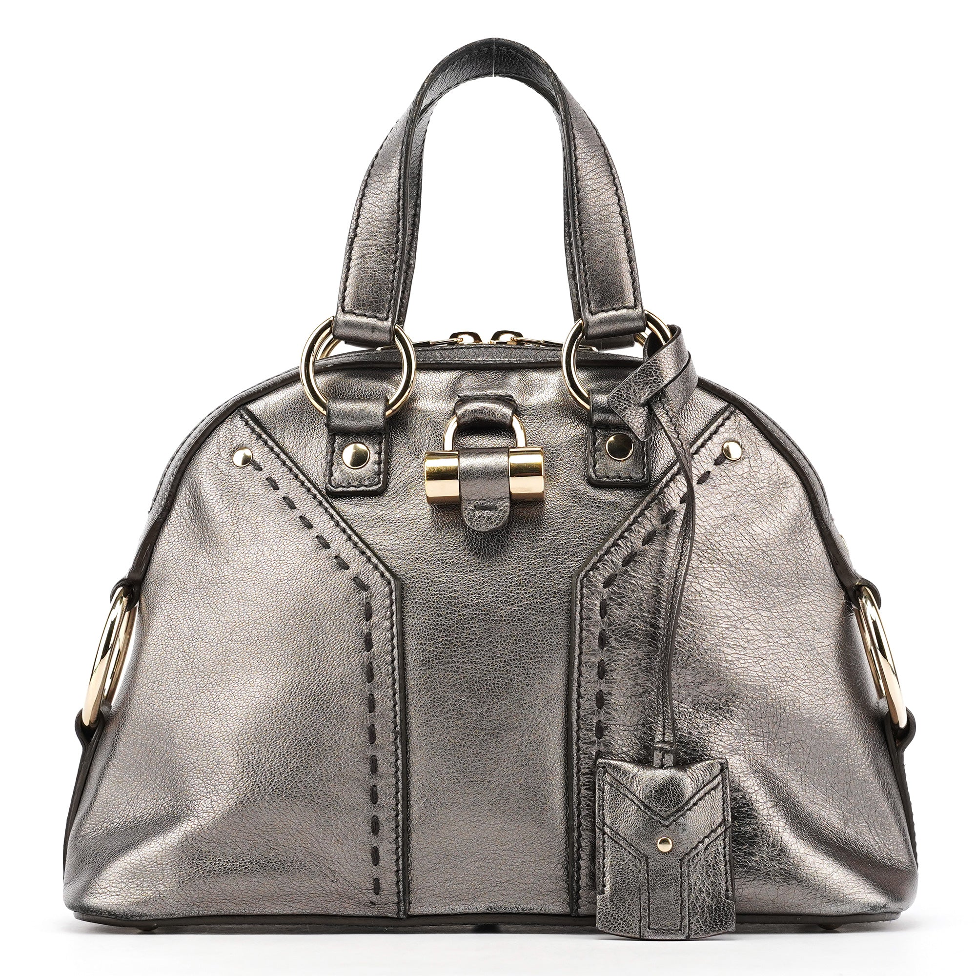 160950 Metallic Leather Muse Tote Bag