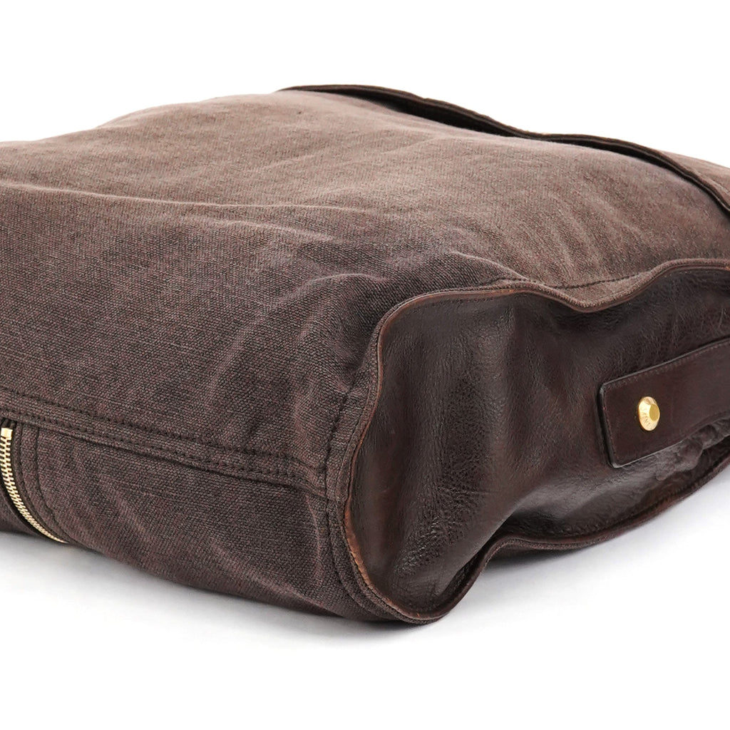 166283 Brown Canvas Leather Crossbody Bag