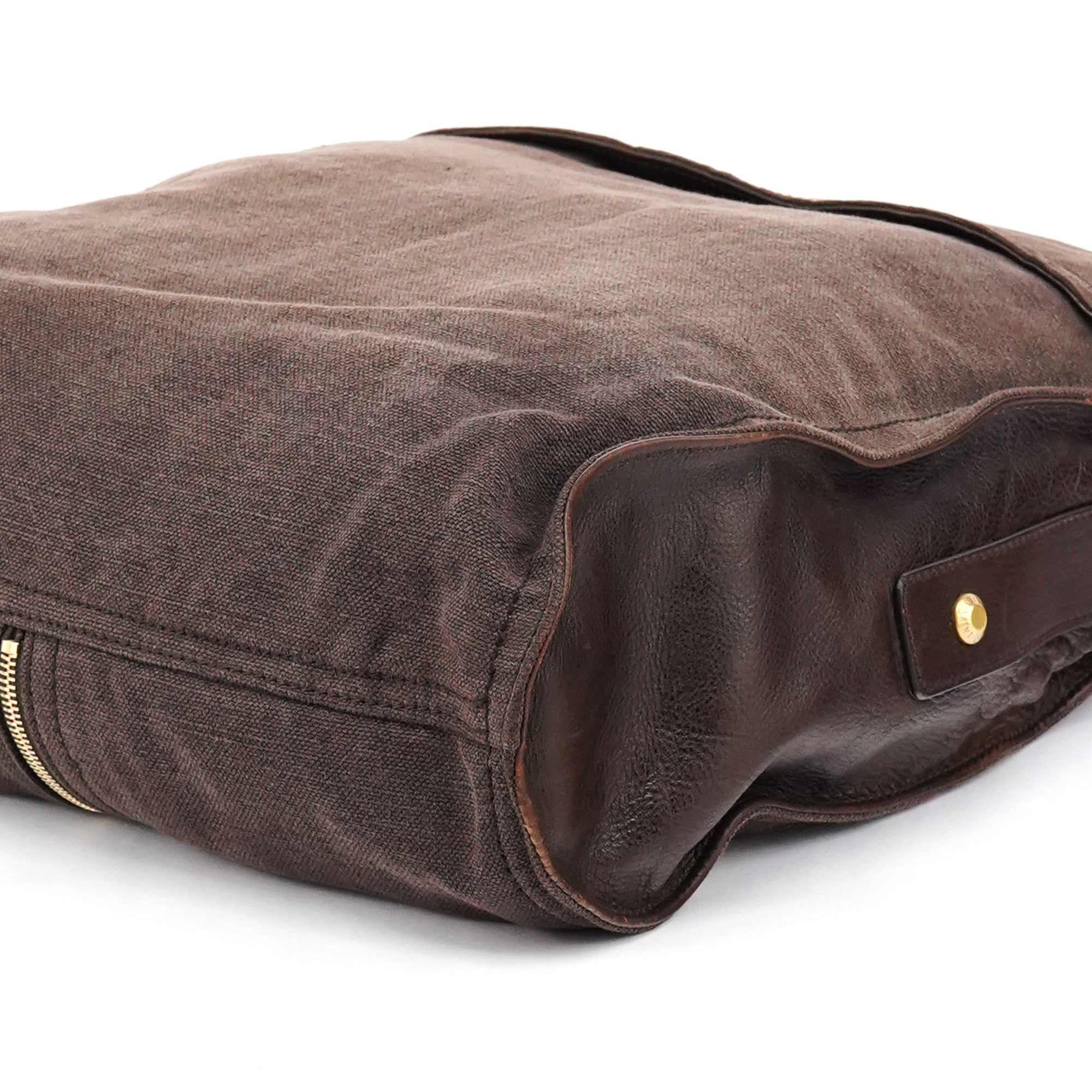 166283 Brown Canvas Leather Crossbody Bag