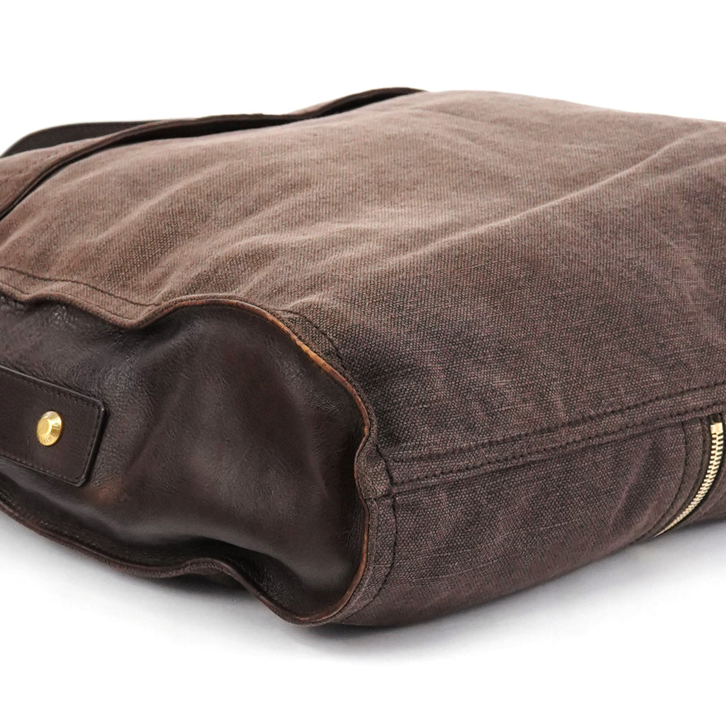 166283 Brown Canvas Leather Crossbody Bag