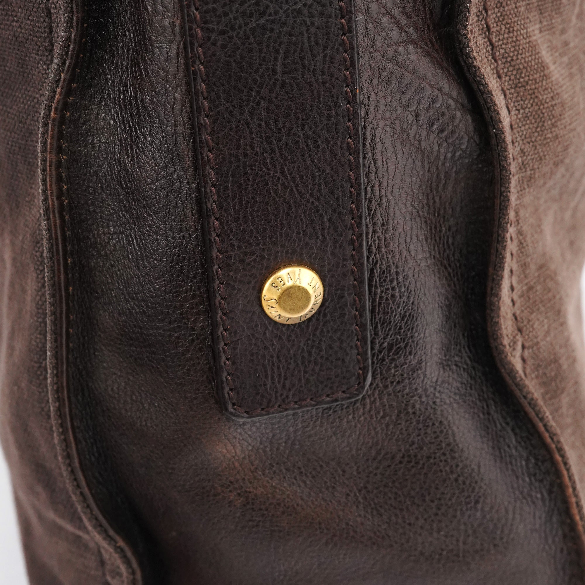 166283 Brown Canvas Leather Crossbody Bag