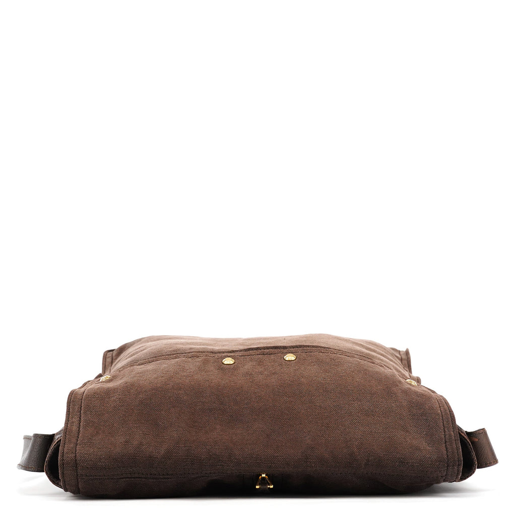 166283 Brown Canvas Leather Crossbody Bag