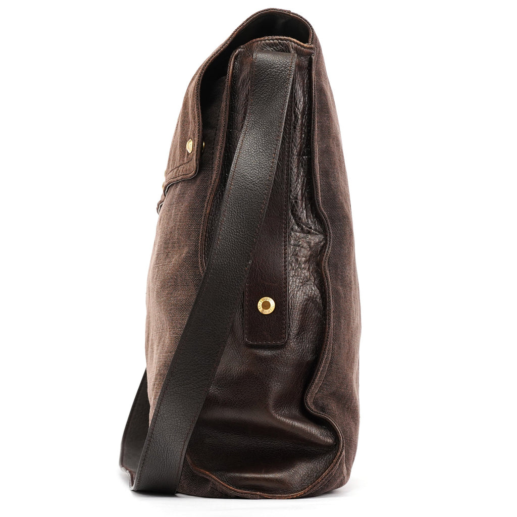166283 Brown Canvas Leather Crossbody Bag