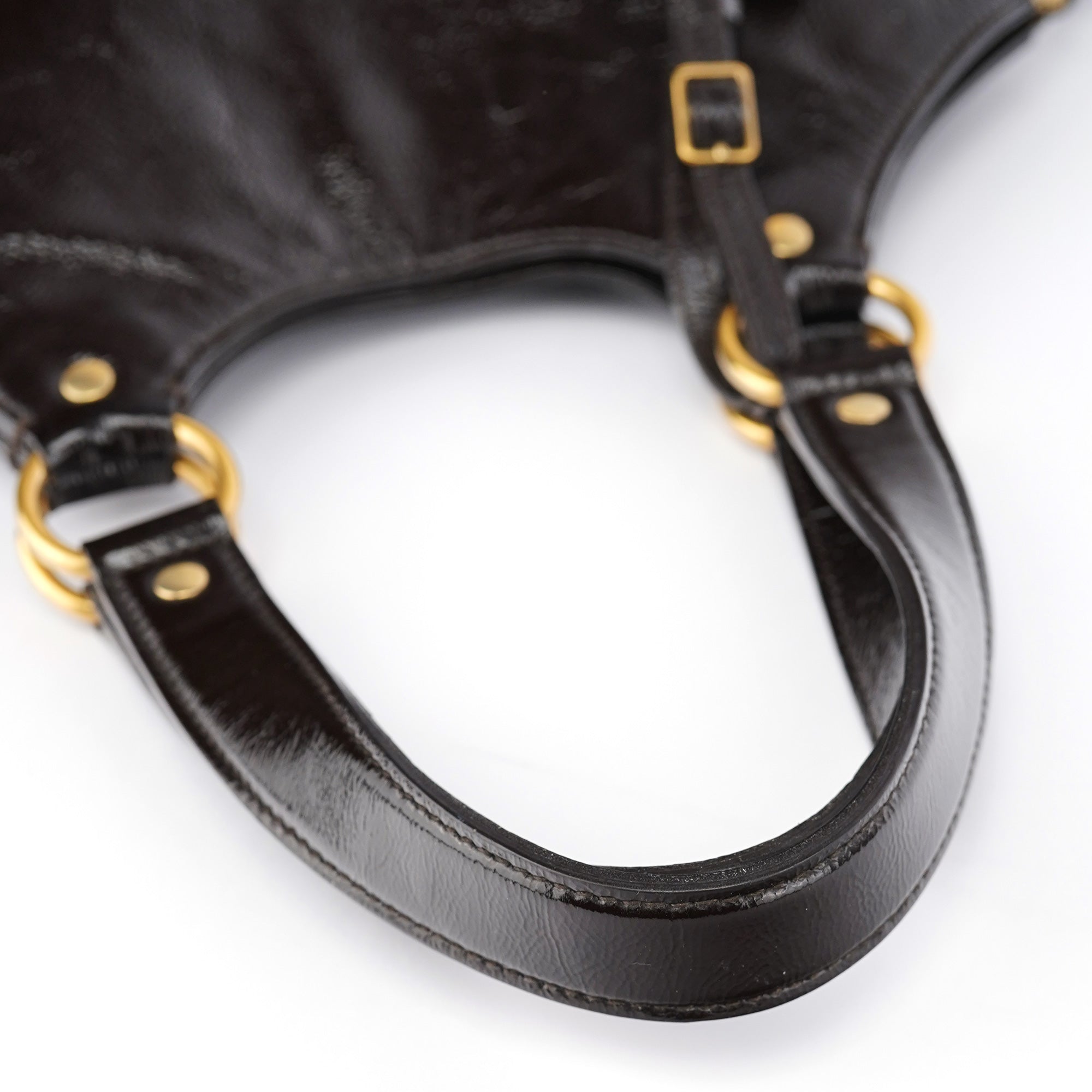 177739 Brown Patent Leather Metropolis Bag