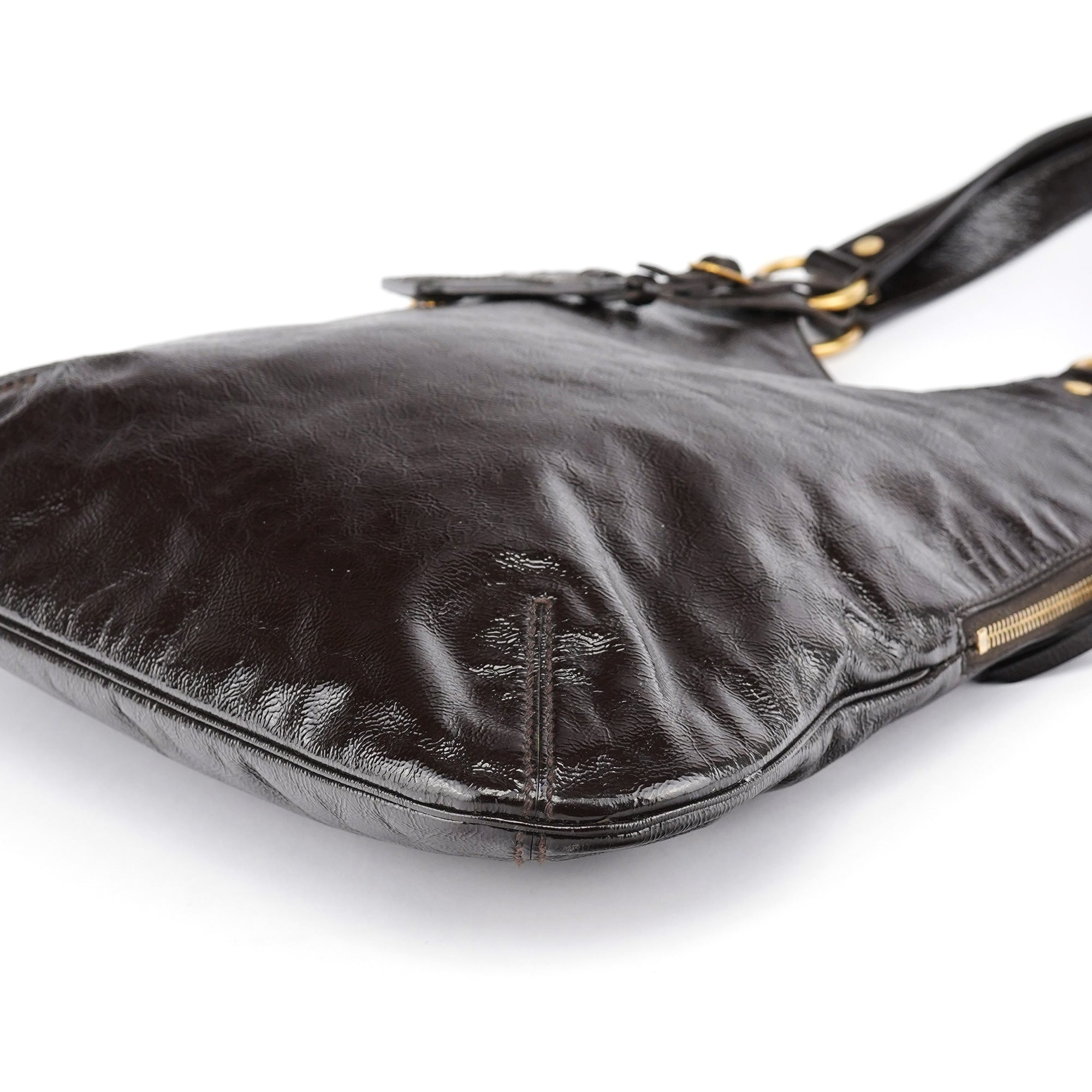 177739 Brown Patent Leather Metropolis Bag