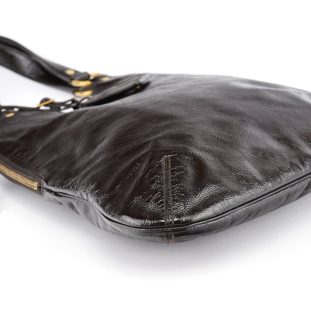 177739 Brown Patent Leather Metropolis Bag