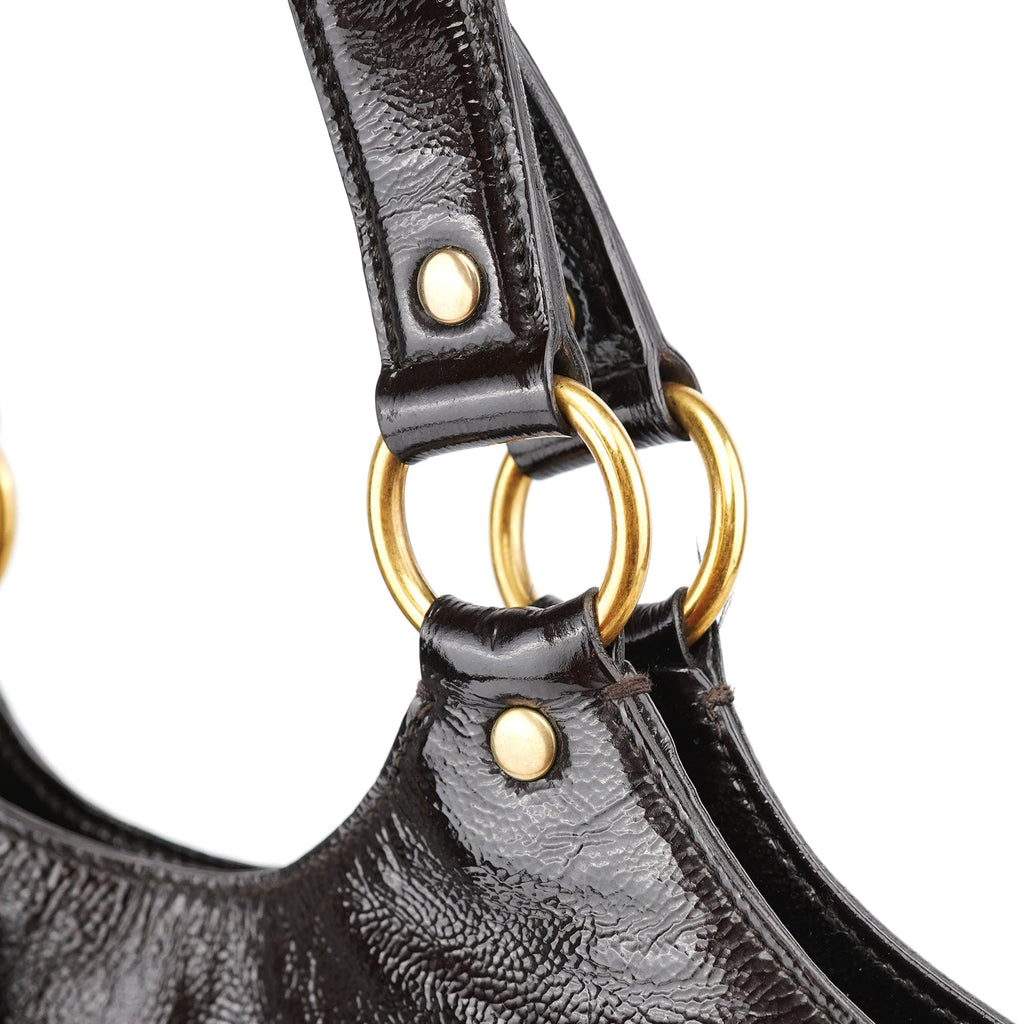 177739 Brown Patent Leather Metropolis Bag