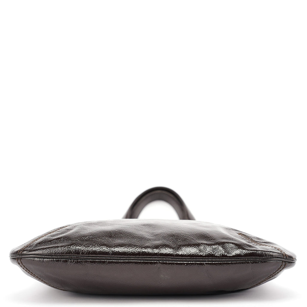 177739 Brown Patent Leather Metropolis Bag