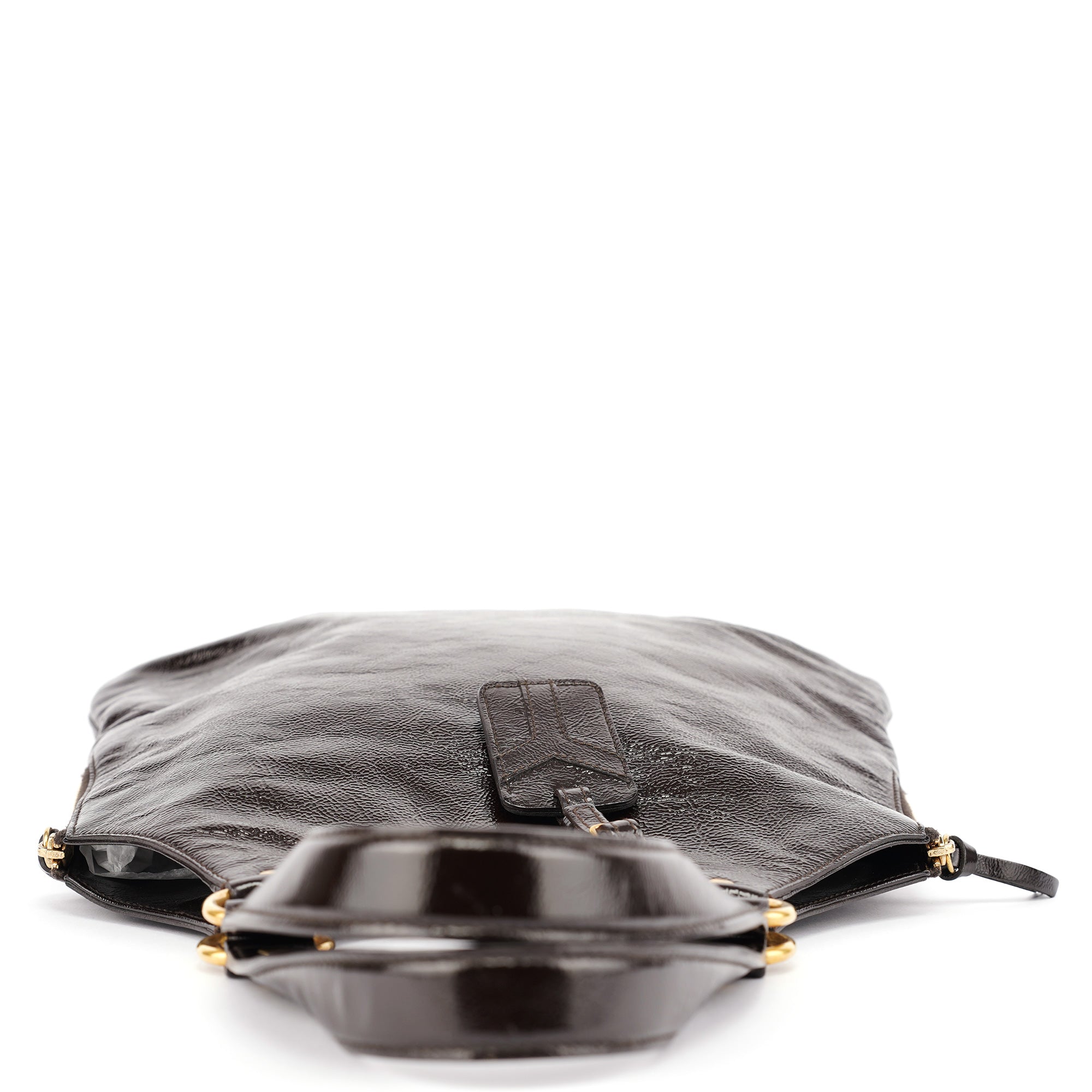 177739 Brown Patent Leather Metropolis Bag