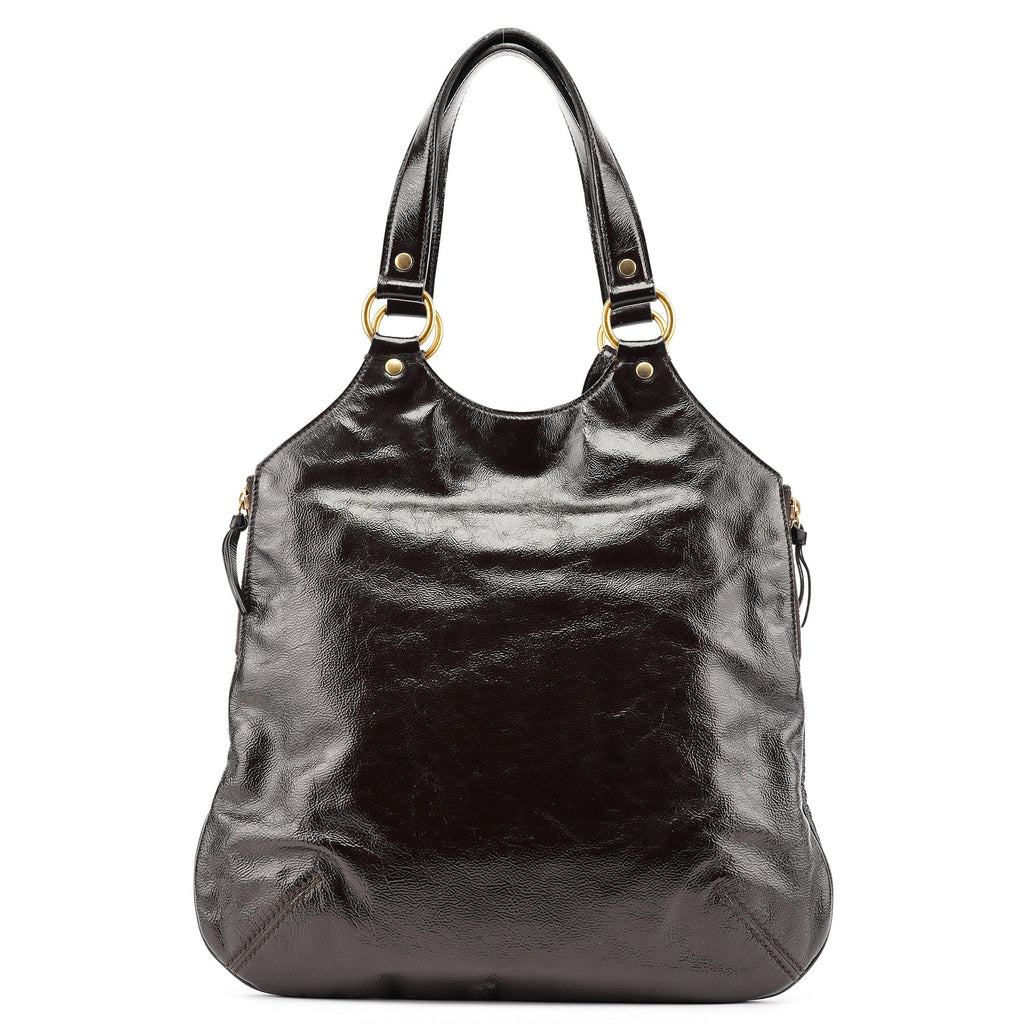 177739 Brown Patent Leather Metropolis Bag