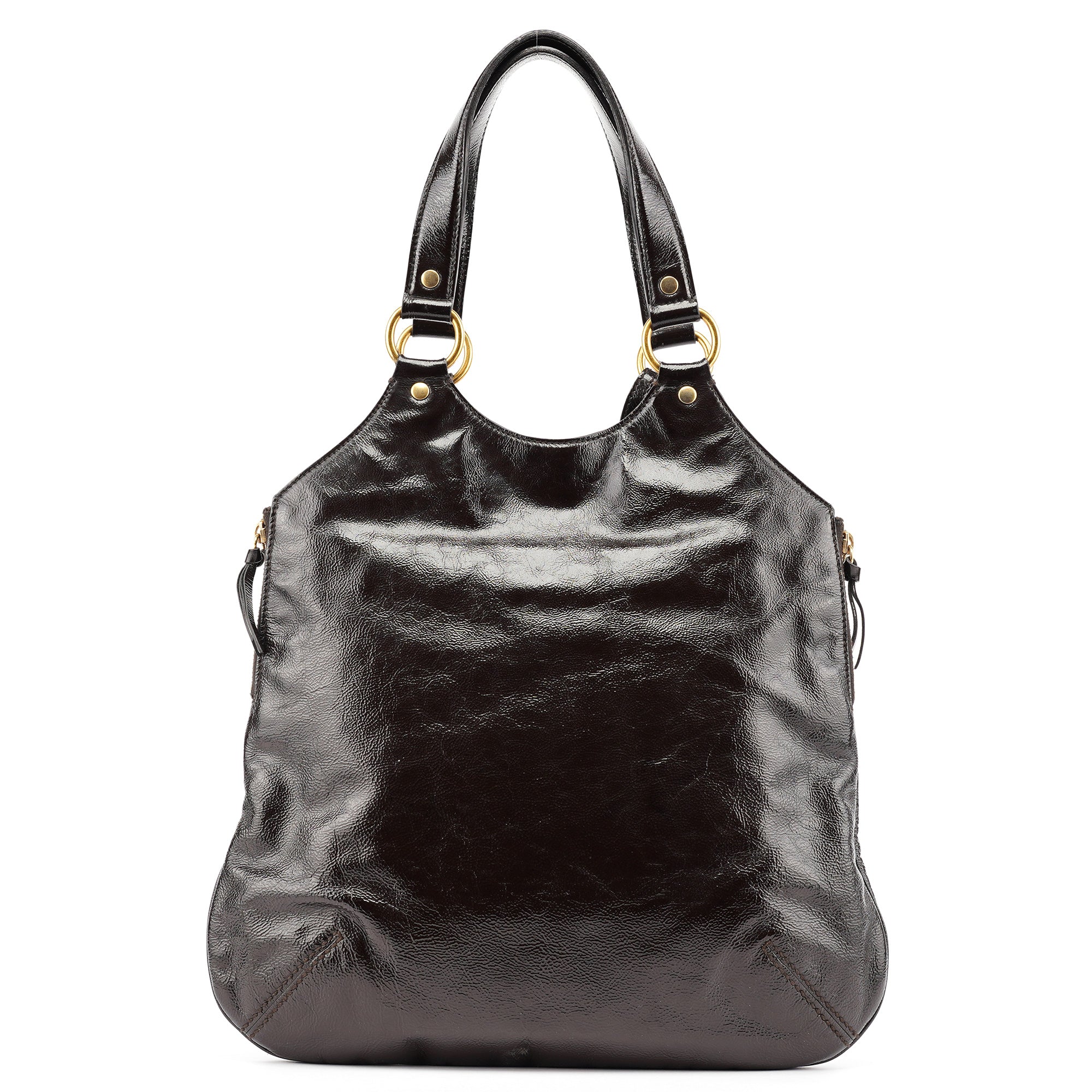 177739 Brown Patent Leather Metropolis Bag