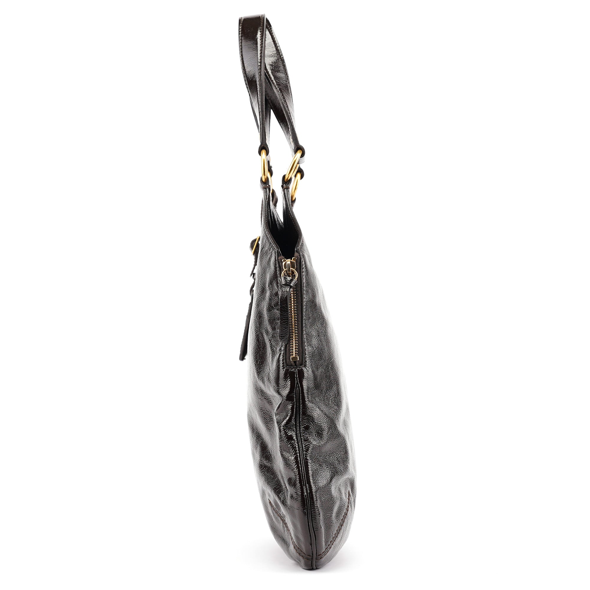 177739 Brown Patent Leather Metropolis Bag