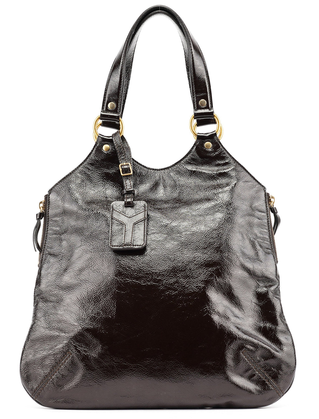 177739 Brown Patent Leather Metropolis Bag