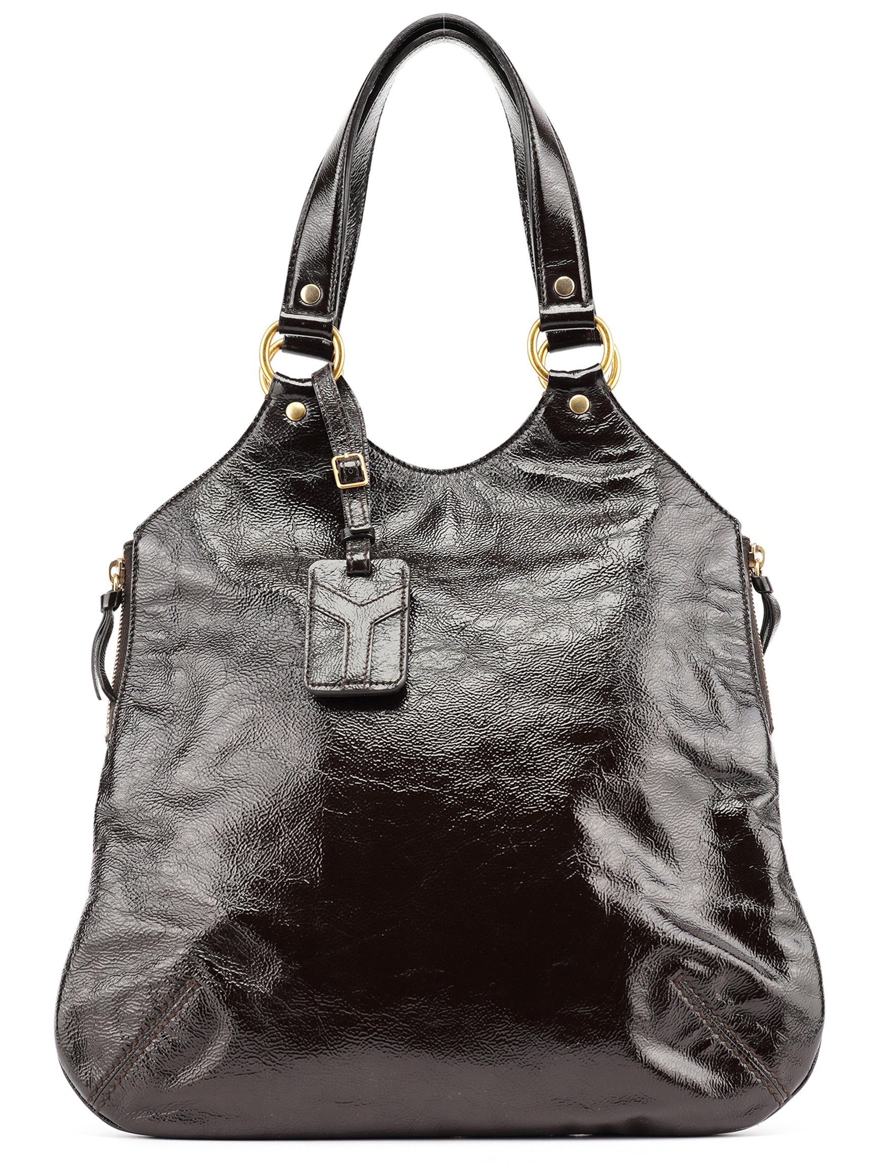 177739 Brown Patent Leather Metropolis Bag